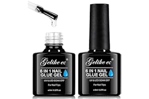 GELIKE EC Nail Tips Gel Nail Glue: Geliek EC 2PCS 6 in 1 Adhesive Gel Nail Polish for Salon - Strong Nail Glue for Press On Nails Nails Acrylic Tips - Valentine's Day Girl Gift for Home DIY