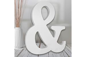 AOCEAN 8 Inch White Wood Letters, Unfinished Wooden Letters for Wall Decor Decorative Standing Letters Slices Sign Board Decoration for Craft Home Party Projects (&)