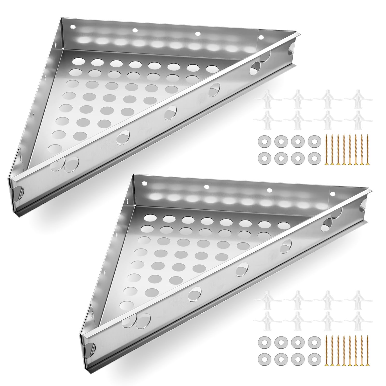 Photo 1 of MorningRo 2 Pcs Floating Corner Shower Bench Kit 11.81" x 11.81" x 16.73" x 1.97" Corner Bench Versatile Floating Shower Bench for Space Saving, Suitable for Compact Shower Rooms Bathroom