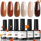 Modelones Gel Nail Polish Set 6 Colors Nude Brown Soak Off Glitter view 1