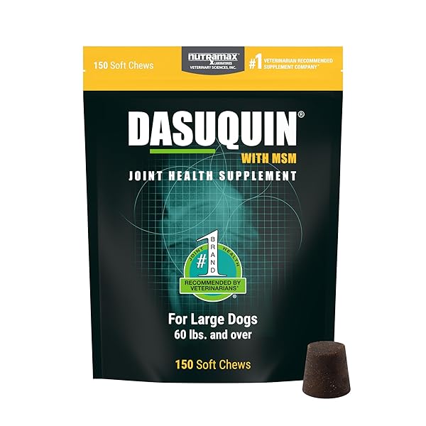 NUTRAMAX LABORATORIES DASUQUIN WITH MSM JOINT HEALTH SUPPLEMENT FOR LARGE DOGS – WITH GLUCOSAMINE, MSM, CHONDROITIN, ASU, BOSWELLIA SERRATA EXTRACT, AND GREEN TEA EXTRACT, 150 SOFT CHEWS