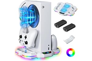 Cooling Stand & Charging Station for Xbox Series S with 13 RGB LED Light Modes - ZAONOOL Dual Controller Charger Dock & Coole