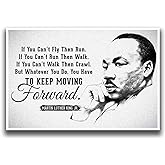 JSC455 Keep Moving Forward Martin Luther King Jr Quote Poster Drawn Portrait | 18-Inches By 12-Inches | Motivational Inspirational | Premium 100lb Gloss Poster Paper