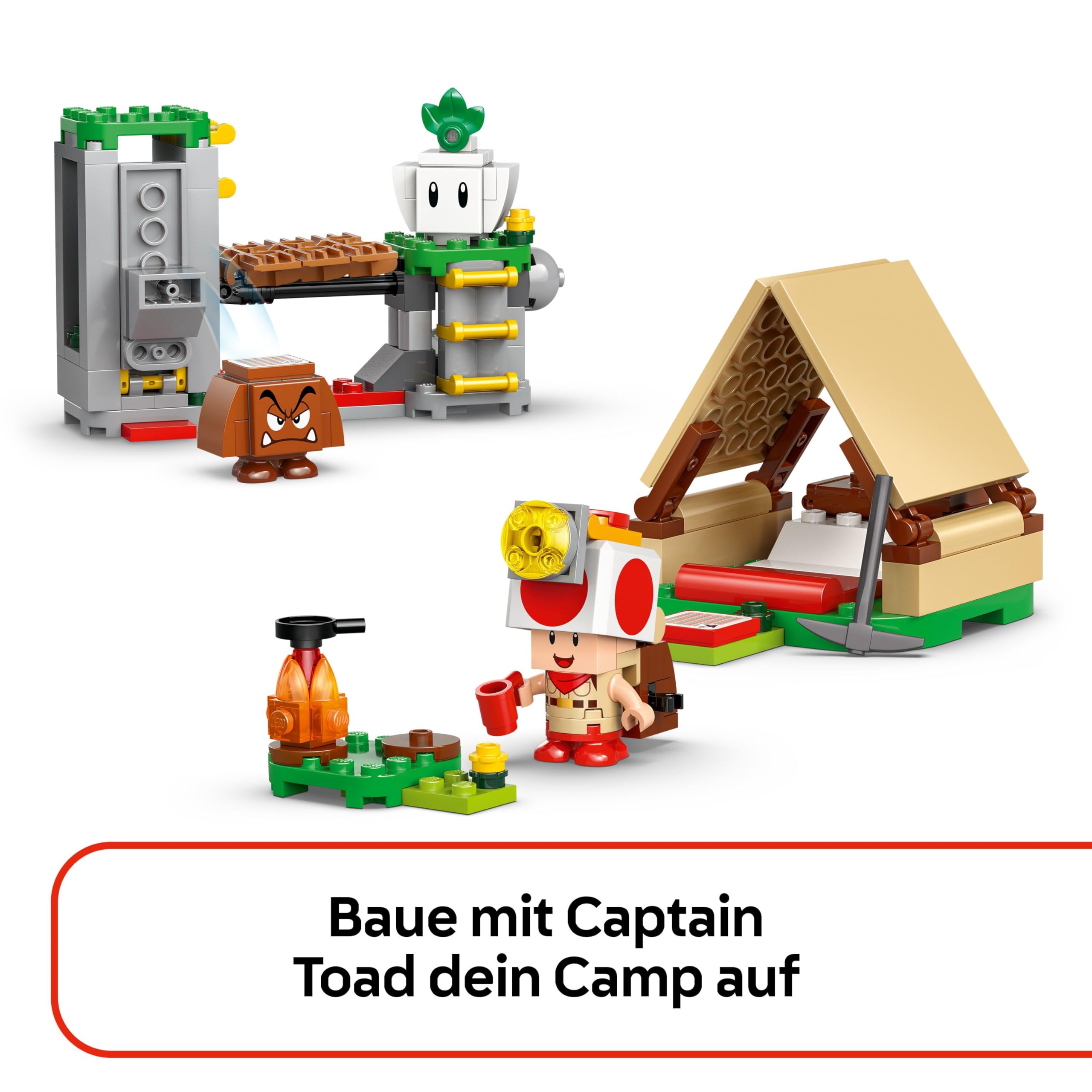 LEGO Super Mario Captain Toad-Camp- Interaktives Spielzeug mit 3 Figuren - Gumba, Zelt & einstürzender Brücke - Kinder Mitbringsel - Spielset - Gamer Geschenk für Jungen & Mädchen ab 6 Jahren - 72040 4