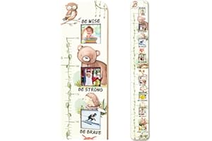 Garybank Motivational Growth Chart for Kids with Photo Windows, Wooden Woodland Animals Height Ruler for Kids with Positive Saying, Inspirational Growth Chart for Wall,Christmas Decor Gift for Toddler