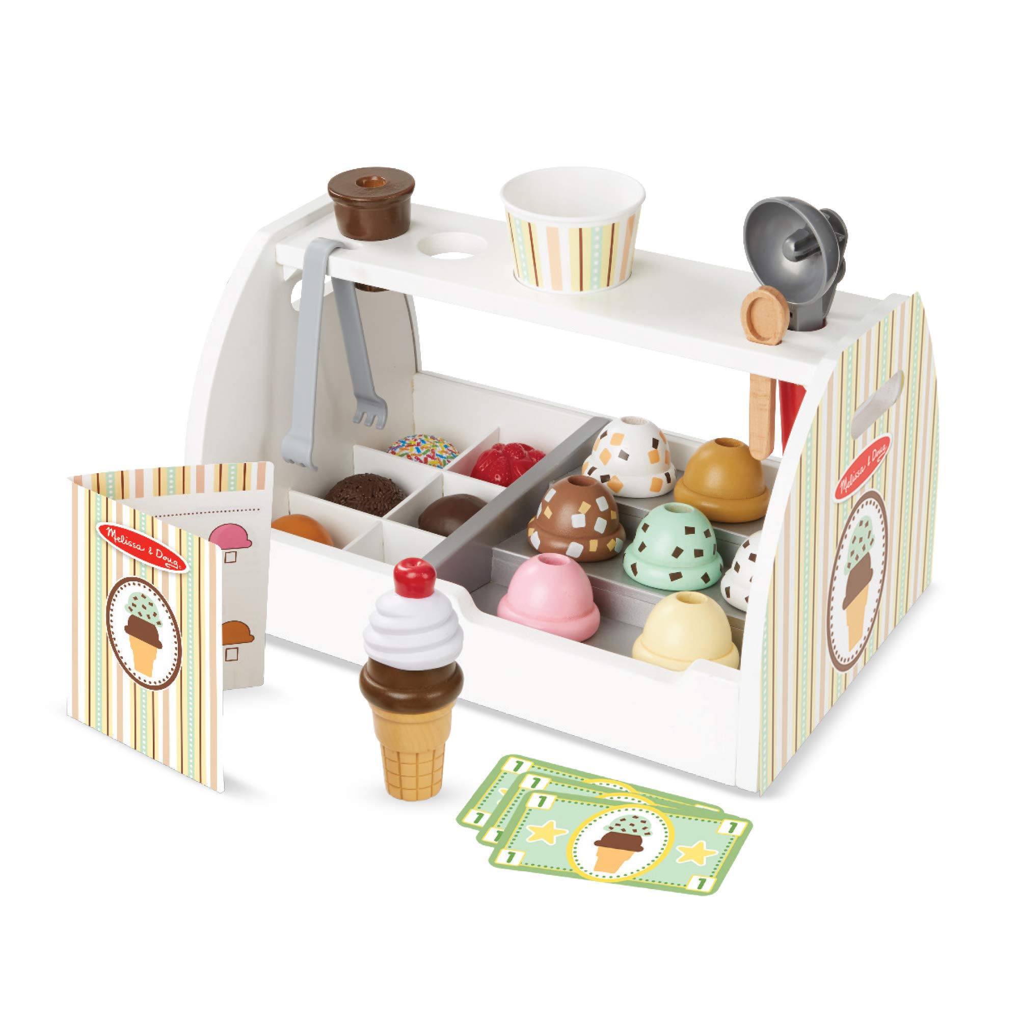 Melissa & Doug Wooden Ice Cream Counter | Pretend Play | Play Food | 3+ | Gift for Boy or Girl