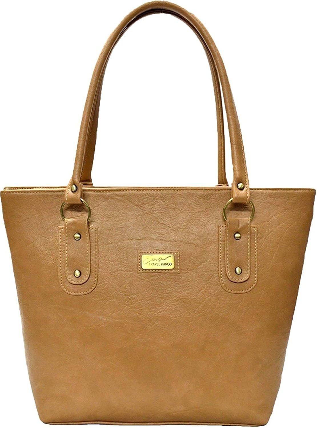 pynk fashion women's leather handbag (tan)