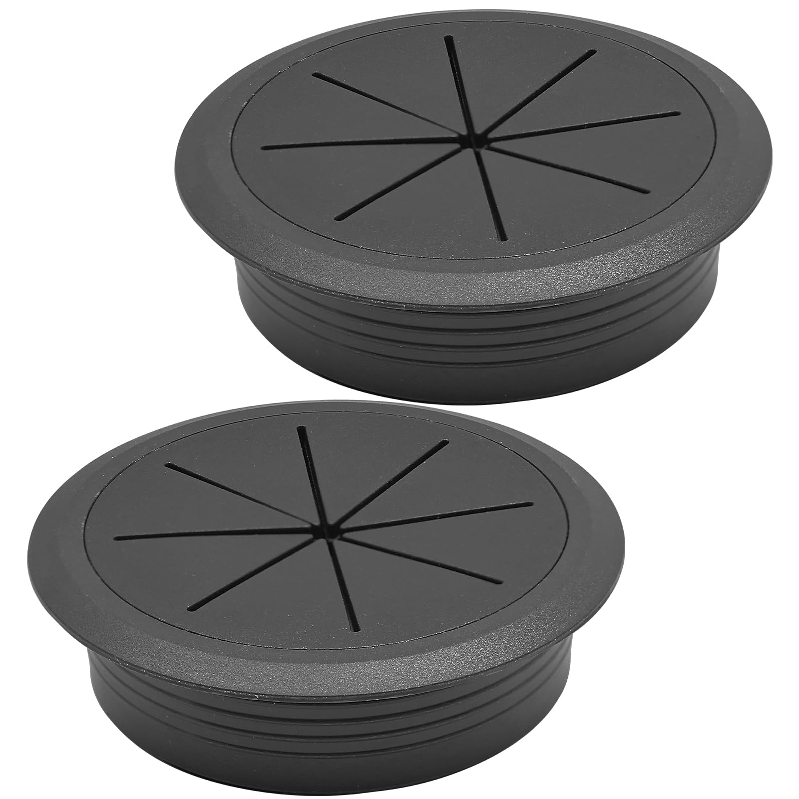 Photo 1 of Desk Grommet 2-3/8" (60 mm), Desk Hole Cover for Cables Black, Cable Grommet ABS Plastic, Desk Hole Grommet for Office and Home Table Cable, Detachable & Flexible Cable Cord Organizer-2 Pcs