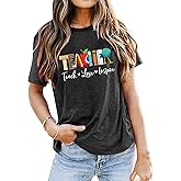 Teach T Shirt for Women Teacher Graphic Tees Tops Teach Inspire Letter Print Shirts Tops