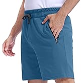 Pepypepy Men’s Shorts 100% Cotton with Zipper Pockets – Lightweight and Soft Casual Wear for Lounge, Sleep, Workout