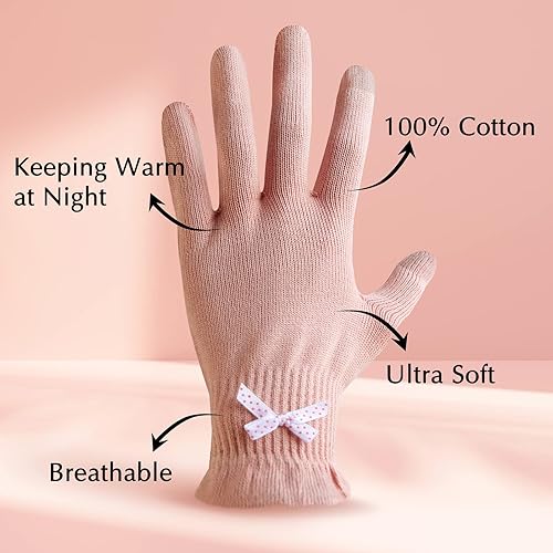 Evridwear Moisturizing Gloves for Sleeping, Cotton Gloves with