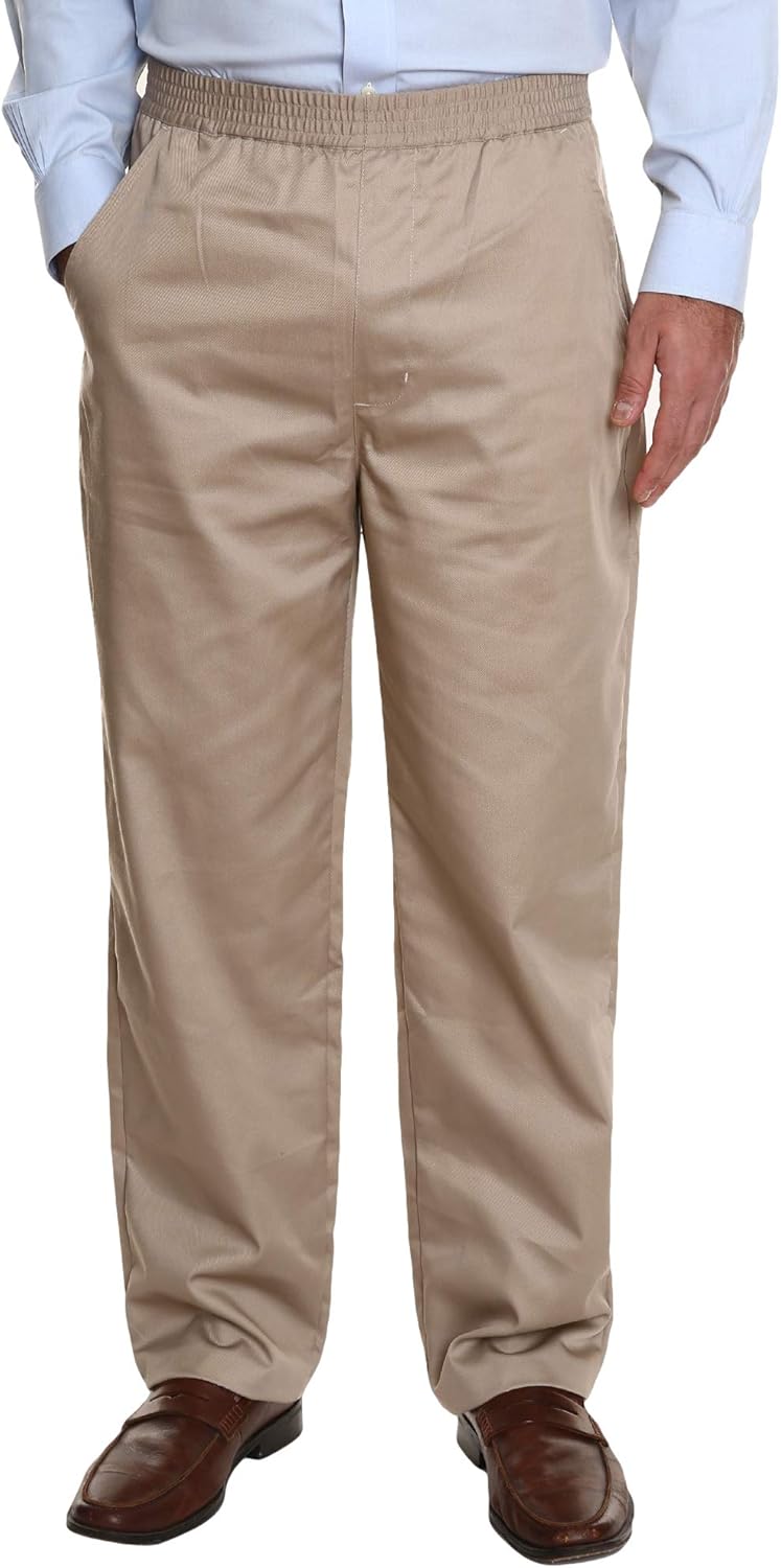 Pembrook Men's Full Elastic Waist Twill Casual Pant at  Men’s Clothing store