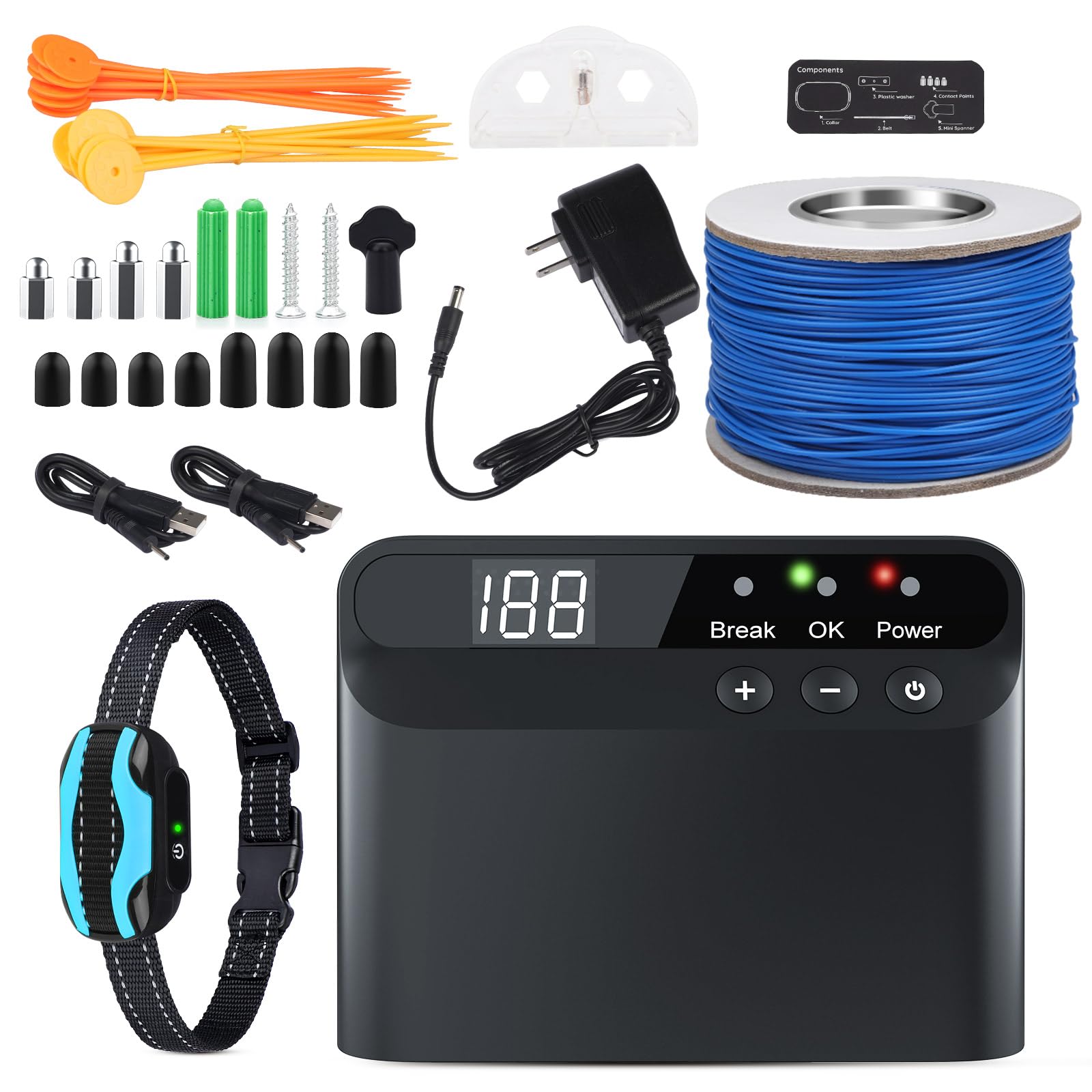 Photo 1 of PcEoTllar Electric Fence for Dogs, Rechargeable Underground Dog Fence System, Pet Containment System, 1 Waterproof Collar Receivers, with 656Ft Underground/Aboveground Boundary Wire