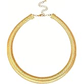 BONJOULRY Chunky Gold Choker Necklace for Women, 14K Gold Plated Snake Chain Statement Necklace Triple Twsited Layered Choker Necklaces Jewelry Gifts