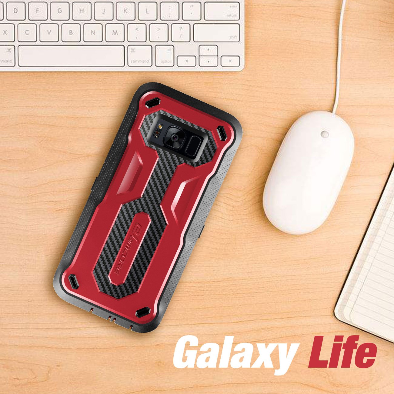 Galaxy S8 Rugged Case, eSamcore Samsung Galaxy S8 Slim Protective Case with Heavy Duty holster [Without Built in screen protector] 5.8 Inch [2017 Release] [RED]