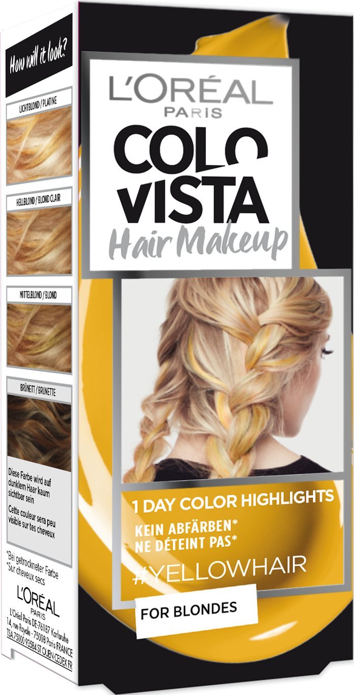 L'OrÃal Paris L'ORÉAL Paris Colovista Hair Makeup 1-Day Colour Highlights 8 Yellowhair