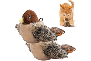 ACHUHE 2024 New Chirping Bird Cat Toy Flapping Wings, Flapping Bird Cat Toy, Flying Bird Cat Toys for Indoor Cats, Interactive Chirping Bird Cat Toy for Bored Cats, Cat Bird Toy with Feather Tail (2 Set)