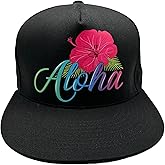 Aloha Designs - Aloha Hat with Colorful Hawaiian Aloha Hibiscus Print for Your Beach, Pool Day Plus You Get 1 Aloha Decal