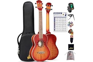 Winzz Tenor Ukulele Beginner Set for Adults, 26 Inch Mahogany Ukelele Starter Kit with Chord Chart and Capo, Unique Design Gifts