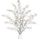Sggvecsy Artificial Cherry Blossom Flowers 4 Pcs Faux Cherry Blossom Stems Faux Silk Cherry Blossom Branches 43’’ Fake Flowers Long Stems for Vase Arrangements Home Wedding Table Decor (Light Pink)