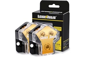 LEIGESAUDIO 2PACK 0/2/4 Gauge in 4/8 Gauge Out 2 Way Amp Copper Power Distribution Block for Car Audio Splitter