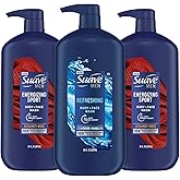Suave Men Body + Face Wash Bundle – Energizing Sport (Beragmot & Wood) 2-Pack + Refreshing (Cedarwood & Mandarin), 30 Oz Ea