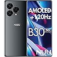 NUU B30 5G Cell Phone AMOLED 6.7” | 8GB RAM/256GB | Unlocked Phones for T-Mobile, Mint, Metro, Qlink and More, 64MP + 32MP Selfie Camera, Dimensity 7050 120Hz Dual SIM. Black, Android Phone 14