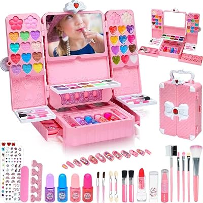 EVACOK Kids Makeup Set For Girls With Mirror Washable Starter Kit 4-12