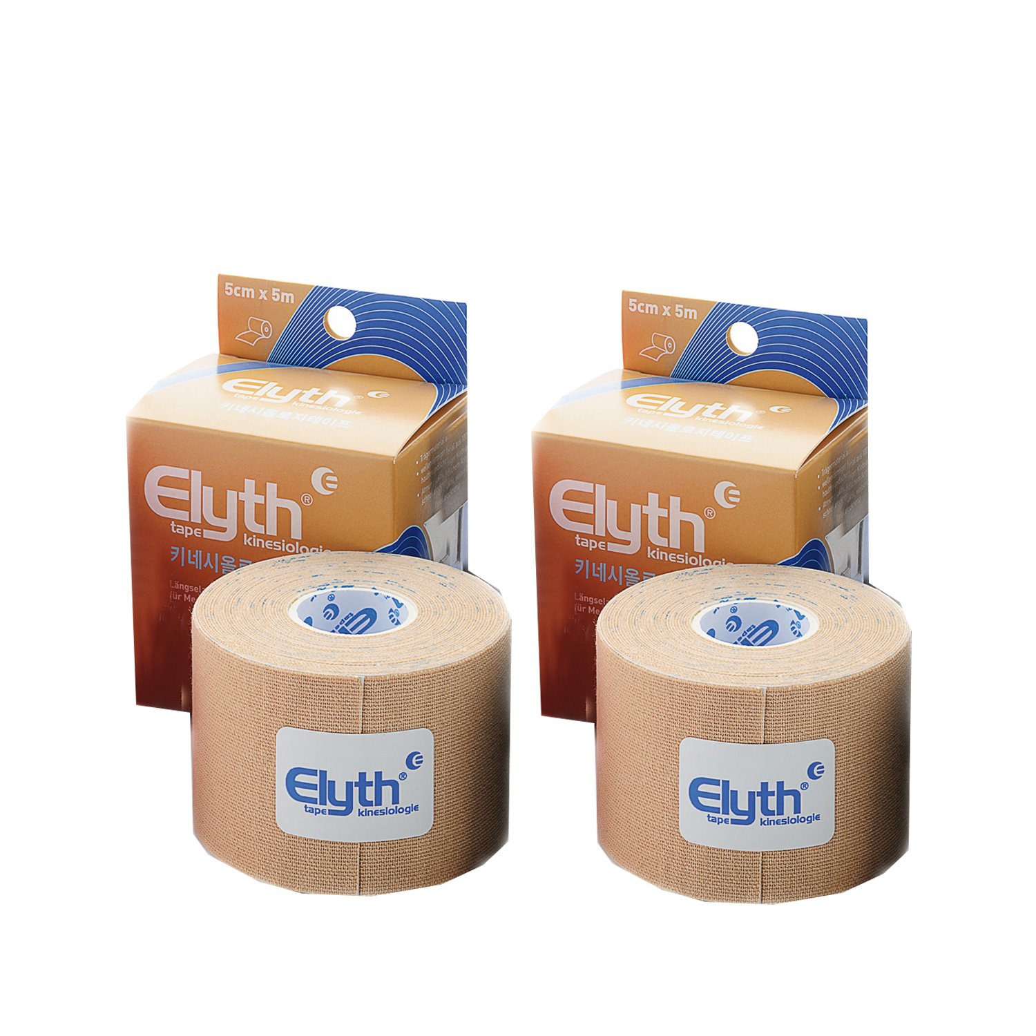 2 Pieces ELYTH Kinesiology Tape 5m x 5cm, Neutral