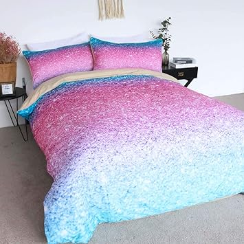 Soft Comfortable Machine Washable 3d Printed Pink Glitter Bedding