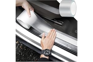 BLAU GRUN Car Door Edge Guards, Clear Invisible Carbon Fiber Auto Door Sill Protector, Anti-Collision Transparent Adhesive Strip Film, DIY Vehicle Door Trim Tape Accessories for Most Cars (2.7"x197",White)