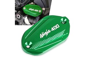 LANQIAN Motorcycle CNC Aluminum Front Rear Brake Fluid Reservoir Cap Cover for Ninja 400 2018-2022 Green