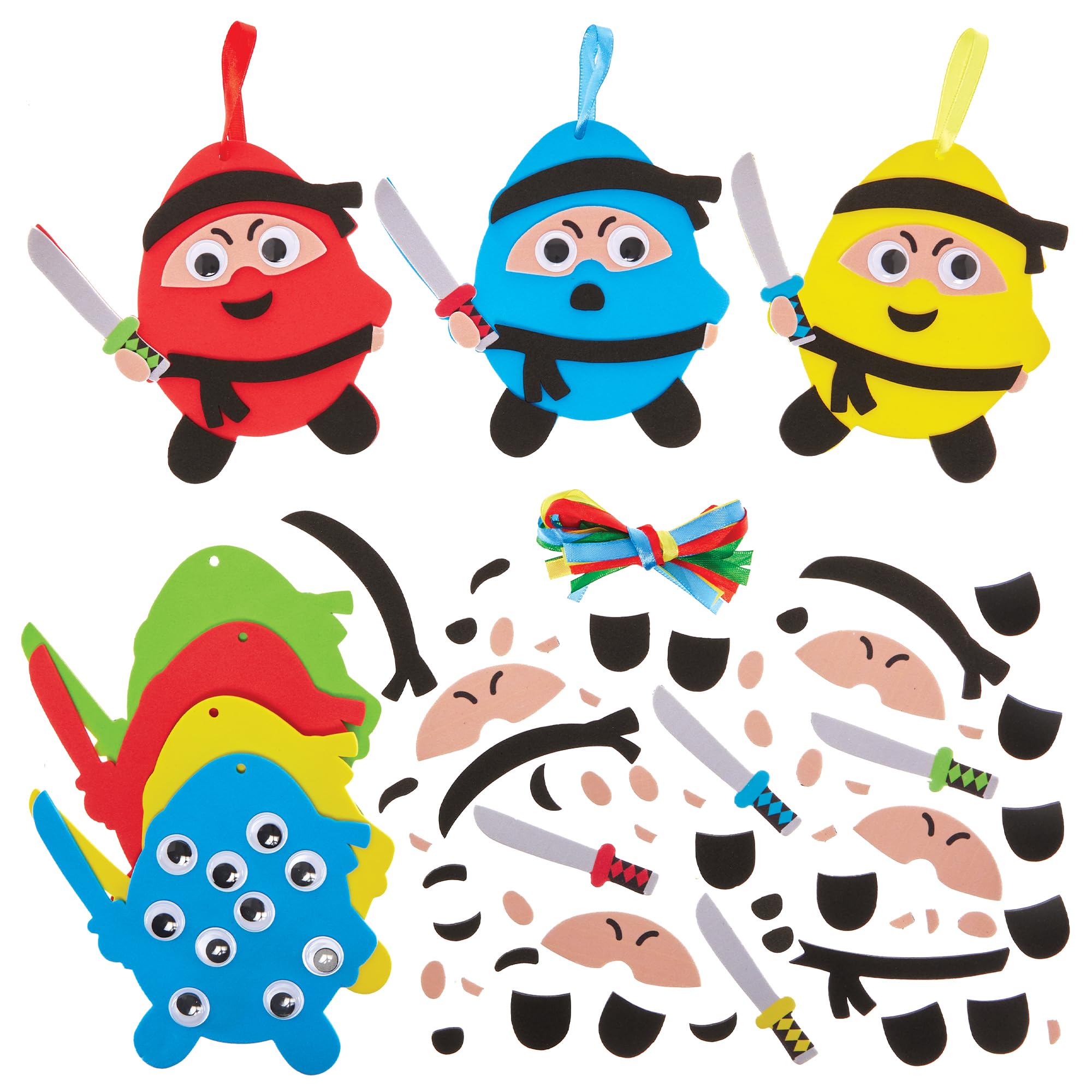 Baker Ross FX975 Ninja Egg Mix and Match Decoration Kits - Pack of 8, Easter Craft Kits for Kids