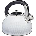 KitchenCraft Lovello Textured Induction-Safe Stove-Top Whistling Kettle, 2.5 L (0.5 gal) - Ice White