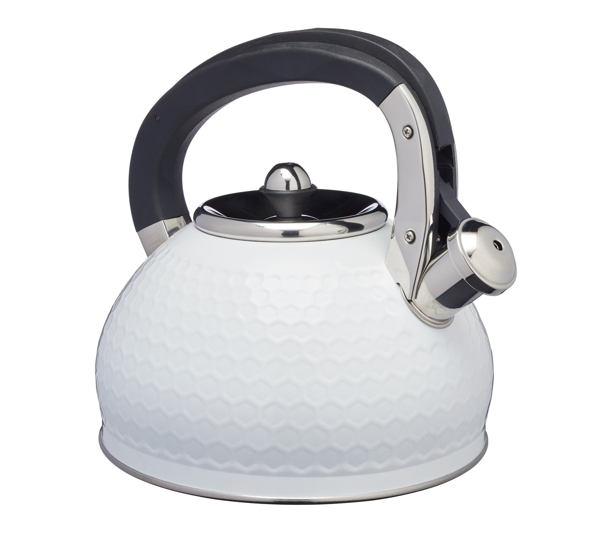 KitchenCraft Lovello Textured Induction-Safe Stove-Top Whistling Kettle, 2.5 L (.5 gal) - Ice White