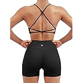 SUUKSESS Women Seamless Workout Sets Strappy Sports Bra High Waist Booty Shorts Outfits