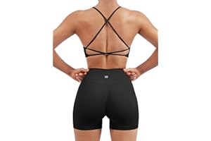 SUUKSESS Women Seamless Workout Sets Strappy Sports Bra High Waist Booty Shorts Outfits