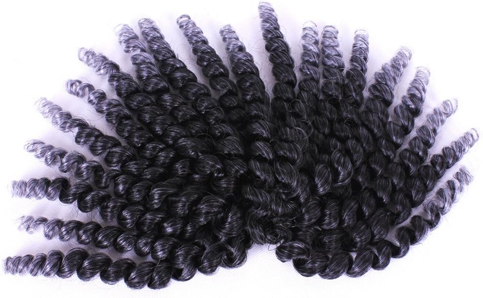 2X Ringlet Wand Braid Curl JAMAICAN BOUNCE 8 inch Crochet Synthetic Hair Crochet Braids African Ccrochet Hair 2x Hhavana Mambo Collection 20 roots wand braid hair(1b-grey)