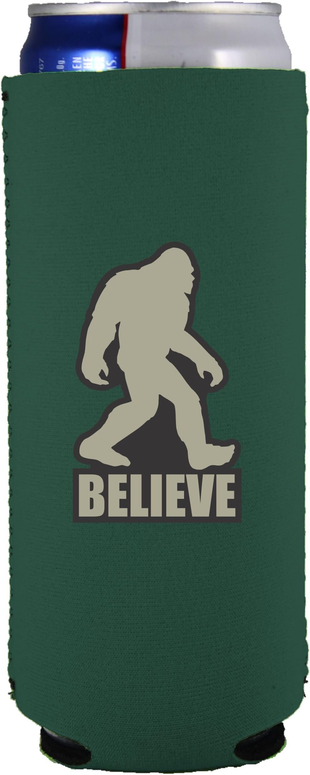 Bigfoot Believe Slim Can Coolie (Dark Green)