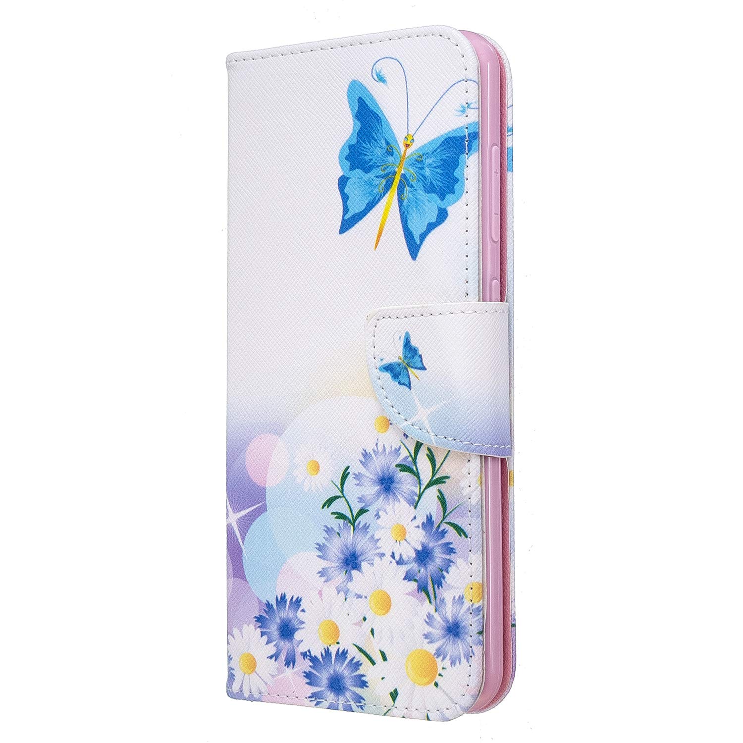 Samsung A02S Case Leather Flip Shockproof, Phone Case for Samsung Galaxy A02S with Magnetic Stand Card Holder Money Pouch Folio Silicone Bumper Protective Cover, Daisy Butterfly — image 1