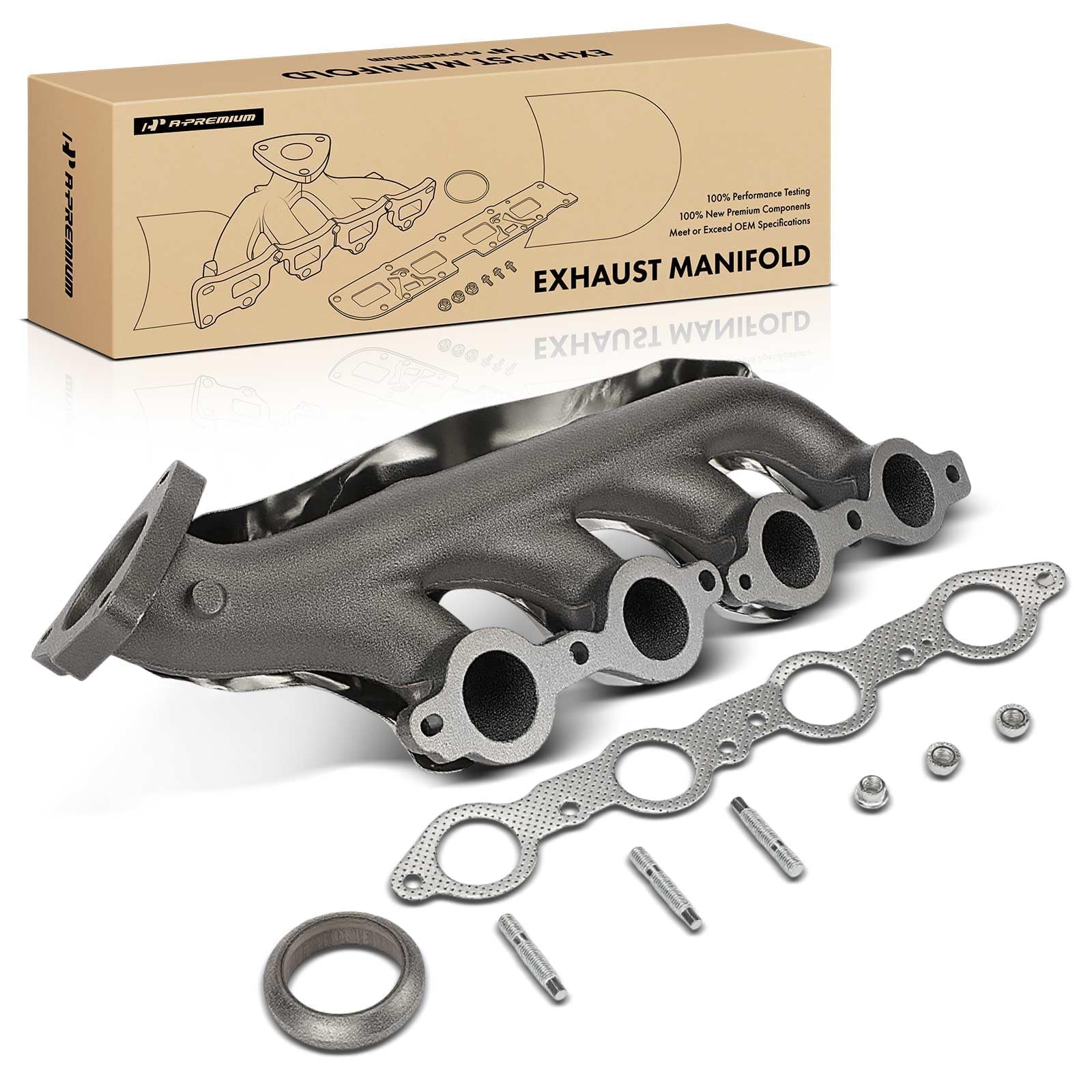 Photo 1 of A-Premium Right Exhaust Manifold W/Gasket, Studs & Nuts & Heat Shield Compatible with Chevy, GMC & Cadillac - Silverado 1500 2500 3500, Express, Suburban, Tahoe, Avalanche,Sierra, Escalade & More
