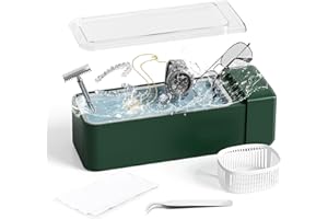 Jewelry Cleaner Machine, ROLWAY 20oz 42KHz Sonic Cleaner Machine Portable, Sonic Ring Cleaner for Eyeglass, Rings, Earrings, Jewelry, Dentures, Retainers (Green)
