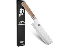 Shun Classic Blonde 6.5" Nakiri Knife, Handcrafted Japanese Vegetable Knife, VG-MAX Core with Damascus Stainless Steel Claddi