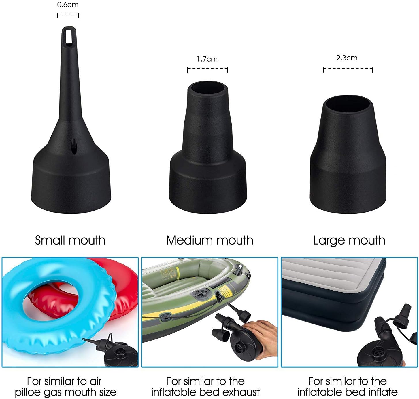 ELOKI Battery Powered Air Pump inflator/deflator, 3 Nozzle Adapters ...