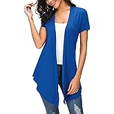 Urban CoCo Womens Open Front Short Sleeve Cardigans for Women Lightweight Summer Drape Cardigan Vest