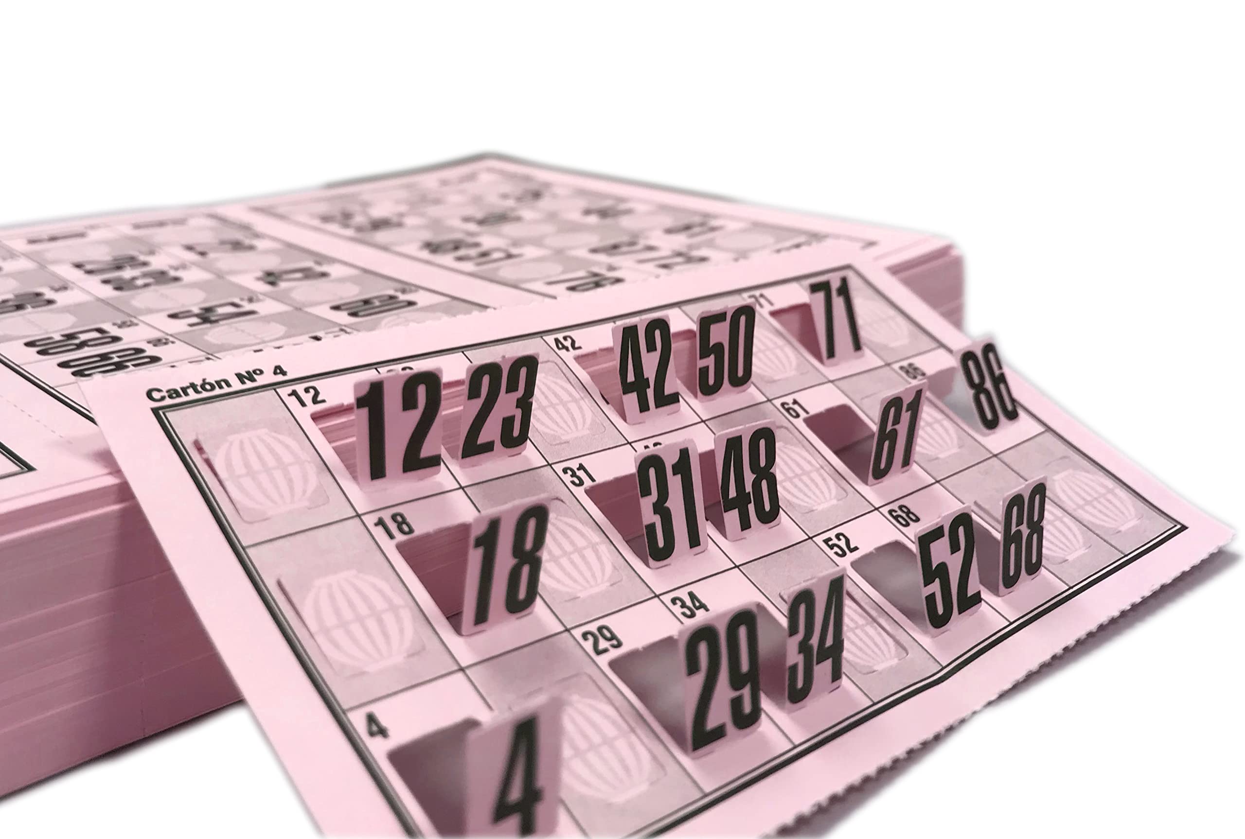Genérico 960 Die Cut Number Cartons for Traditional 90 Balls Bingo (Pink)