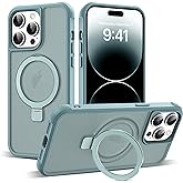 SKYLMW Compatible with iPhone 14 Pro Max Case with Invisible Magnetic O-Ring Stand Military-Grade Translucent Case for iPhone 14 ProMax 6.7" [Compatible with Mag-Safe][Great Grip Feeling], Blue