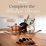 Nuovva Non Stick Pots and Pans Set 15pc Induction Copper Finish view 2