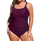 Daci Plus Size One Piece Swimsuit - Women's Tummy Control Bathing Suit Retro Full Coverage Swimwear 2025