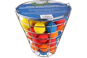 Intech 48 Multi-Color Foam Golf Balls with Metal Range Basket, Soft Limited Flight Practice Golf Balls for Backyard or Indoor Use